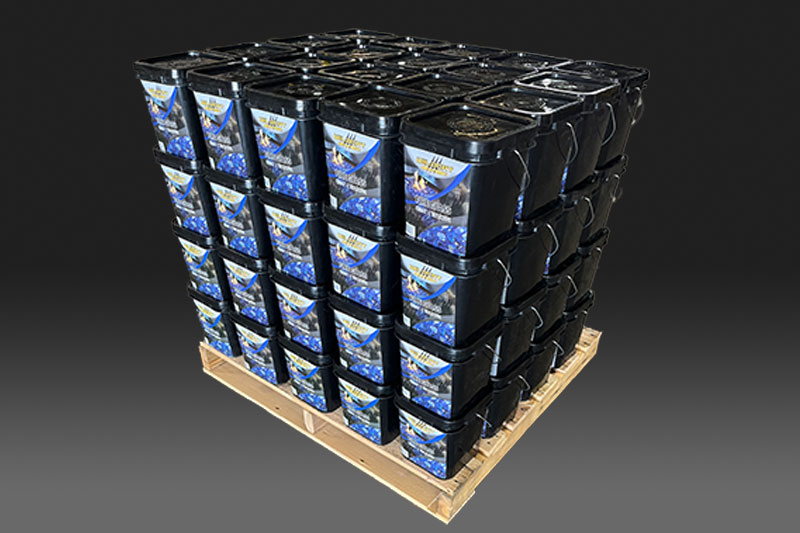 Wildcat Fire Glass buckets on a pallet