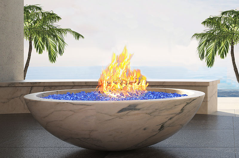 Wildcat Blue Fire Glass in a fire pit