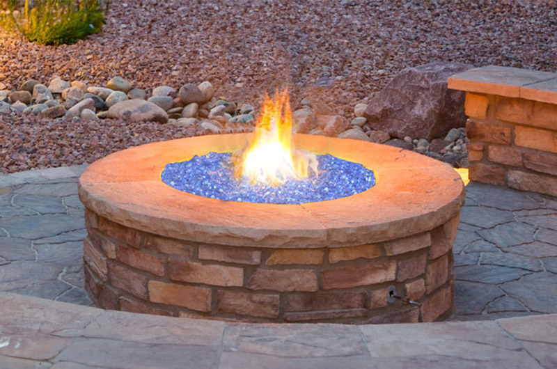 Wildcat Blue Fire Glass in a fire pit